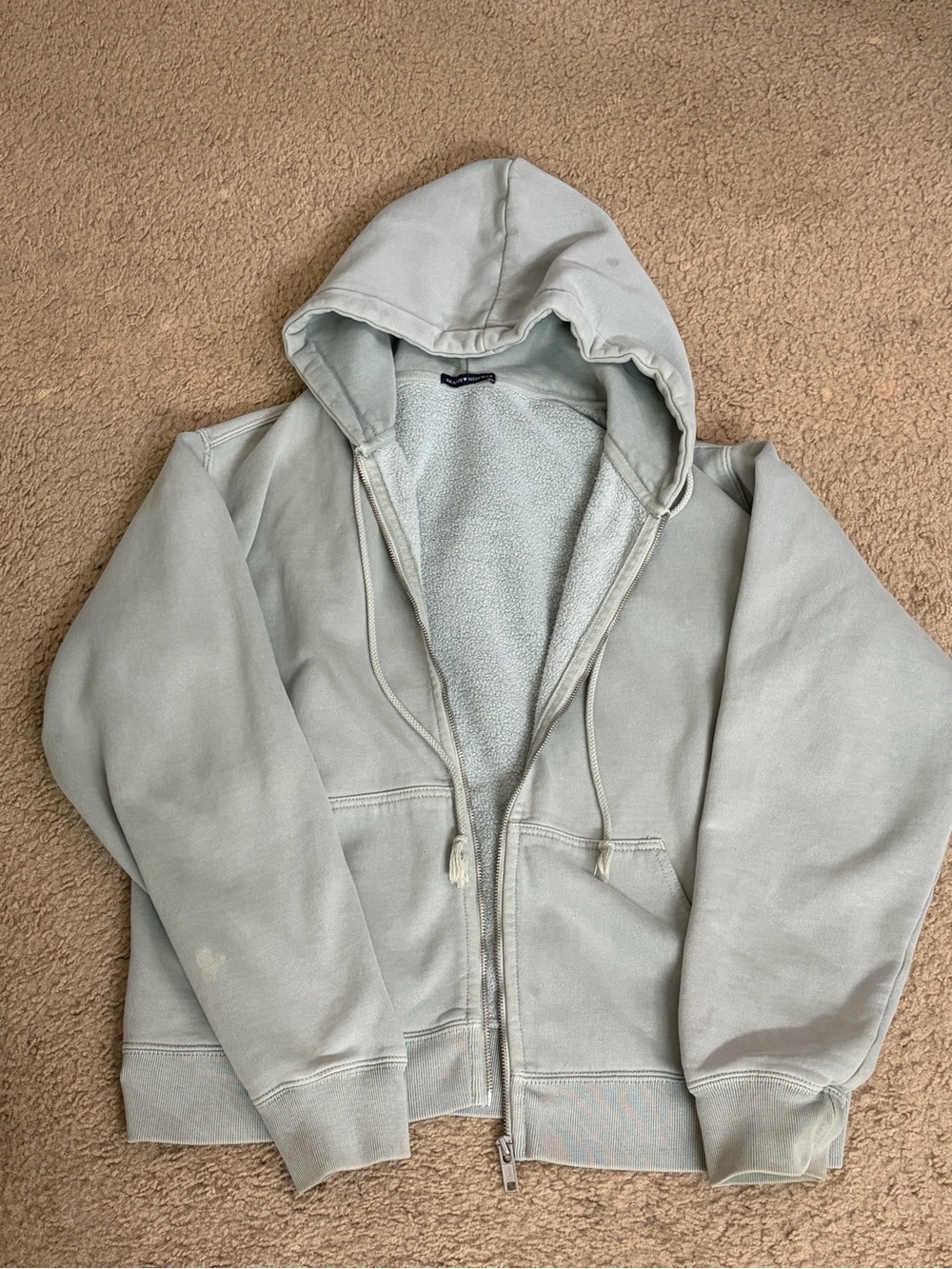 Brandy Melville Christy Zip Up Hoodie - Sage Green